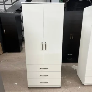 2 door wardrobe with 3 Drawers white 2
