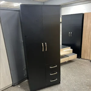 2 door wardrobe with 3 side Drawers black
