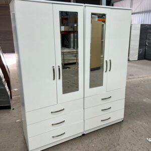 Elegant 4 door wardrobe with 2 mirror and 6 drawers