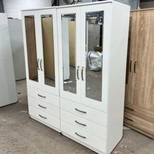 Elegant 4 door wardrobe with 4 mirror and 6 drawers