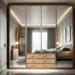 1-Door Mirrored Wardrobe with 2 Drawers