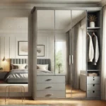 Mirrored wardrobe with storage drawers