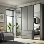 1-door mirrored wardrobe with 2 drawers