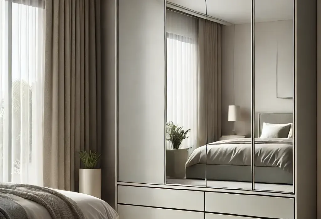 wardrobe with drawers and mirror