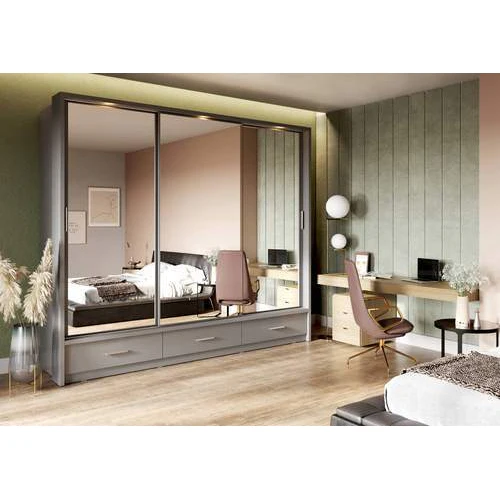 Elegant 3-Door Wardrobe with 2 Drawers and 3 Mirrors